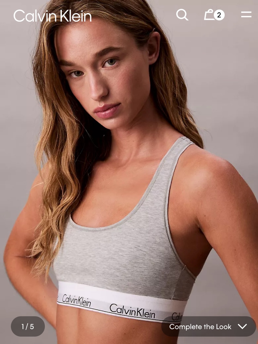 CALVIN KLEIN HEATHER GREY UNLINED BRALETTE  SM